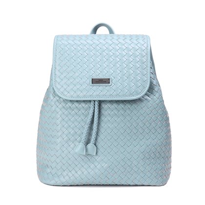 [DUDU]范洛系列牛皮编制双肩包 灰蓝色(蓝灰色